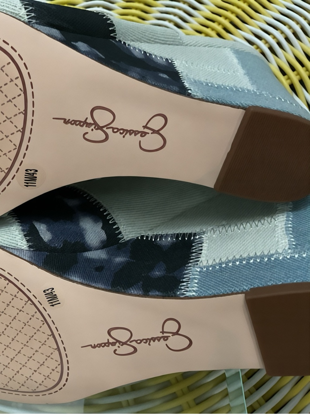 Jessica Simpson denim Patchwork Slip-On Flats in Light Blue and Navy NWOB